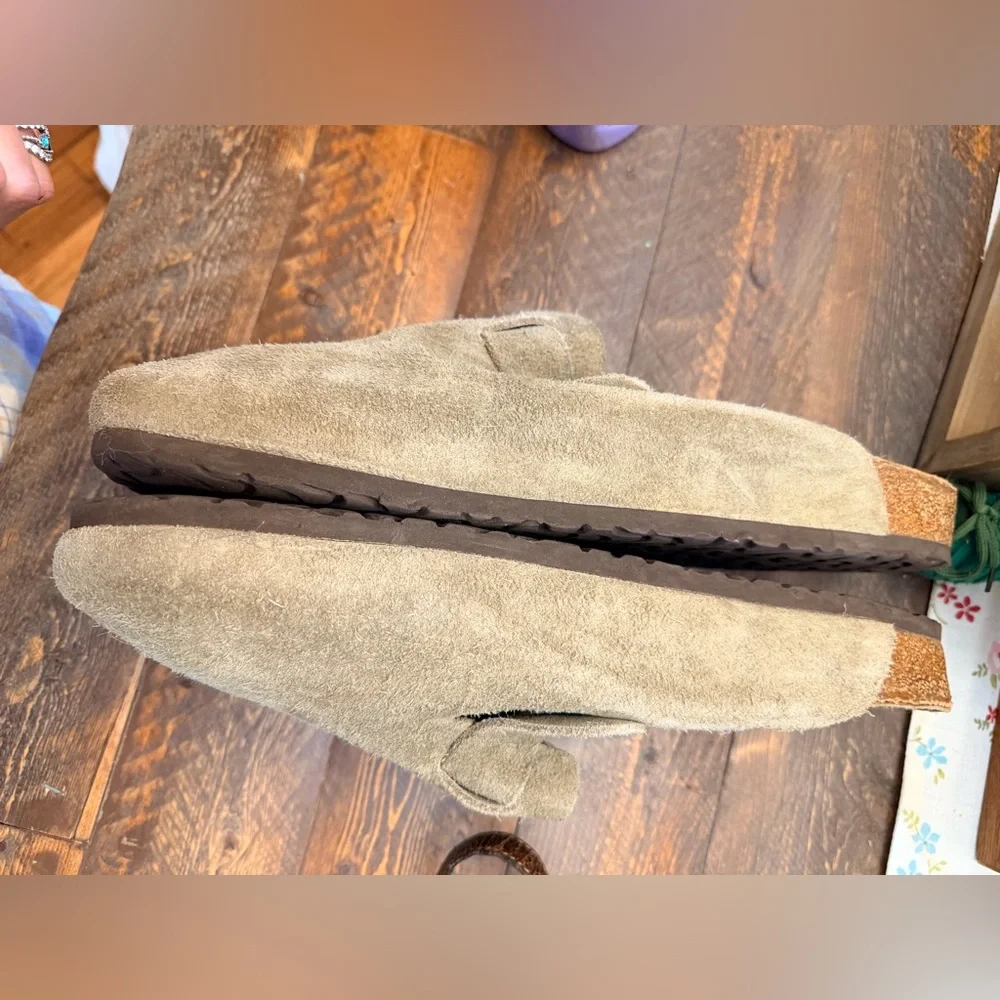 Men’s Birkenstock clogs clog Boston soft footbed size 50 Taupe Tan GUC size 17